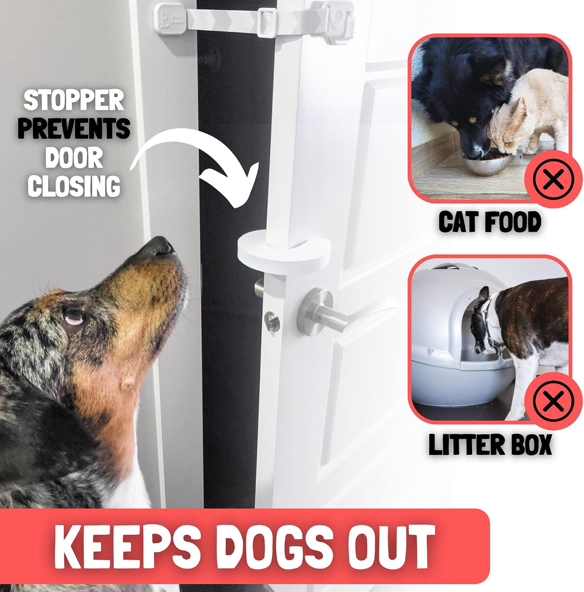 Door Buddy Cat Door Latch & Stopper. Adjustable Dog Proof Door Strap - image 3