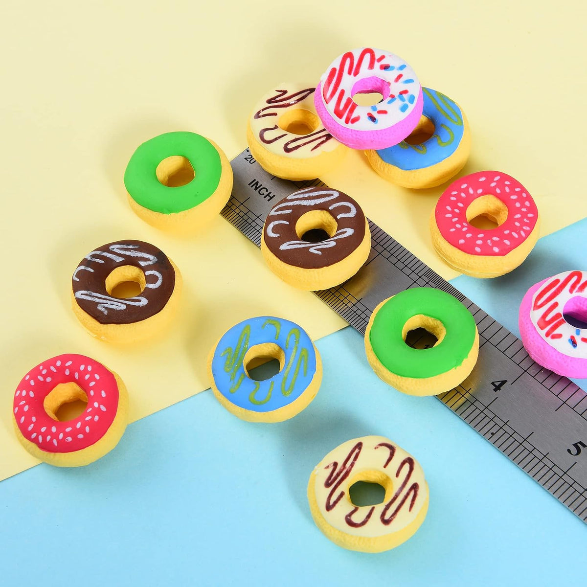 Donut Erasers for Kids, 24 Pieces 3D Cute Food Puzzle Mini Eraser, Cool Fun Take Apart Desk Pet - DONUT - image 3