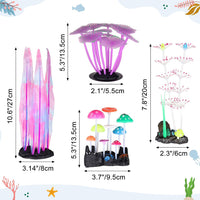 4 Pack Glow Aquarium Decorations Coral Reef Glowing Mushroom Anemone - 4 Pcs(branch Coral+coral+mushrooms+seaweed) - image 4