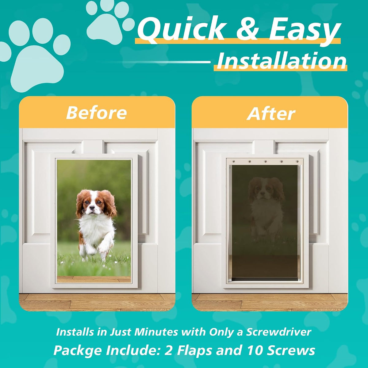 2-Pack Large Dog Door Replacement Flaps with Screws – Essentials for Dogs - 2-flap / Large - image 3