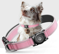 Airtag Dog Collar - 100% Waterproof Air tag Dog Collar Holder for Apple AirTag, Reflective, Soft Padded, Everlasting, GPS Dog Collar for Small Medium Large Dogs (Pink, XL)