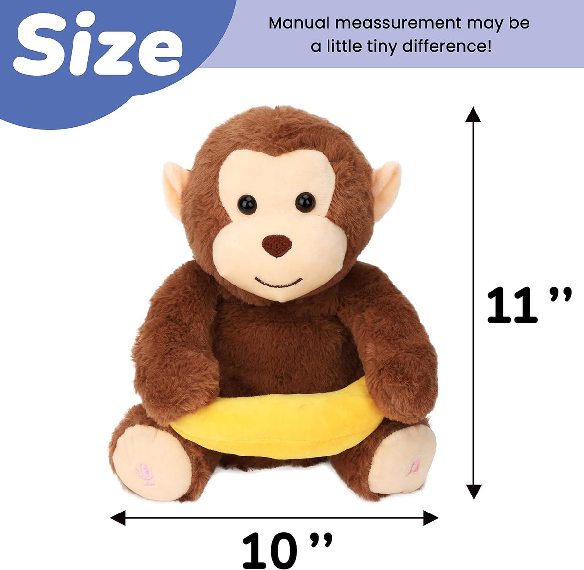 Hopearl Peek A Boo Cow Interactive Repeats What You Say Plush Diary - Monkey with Banana - image 2