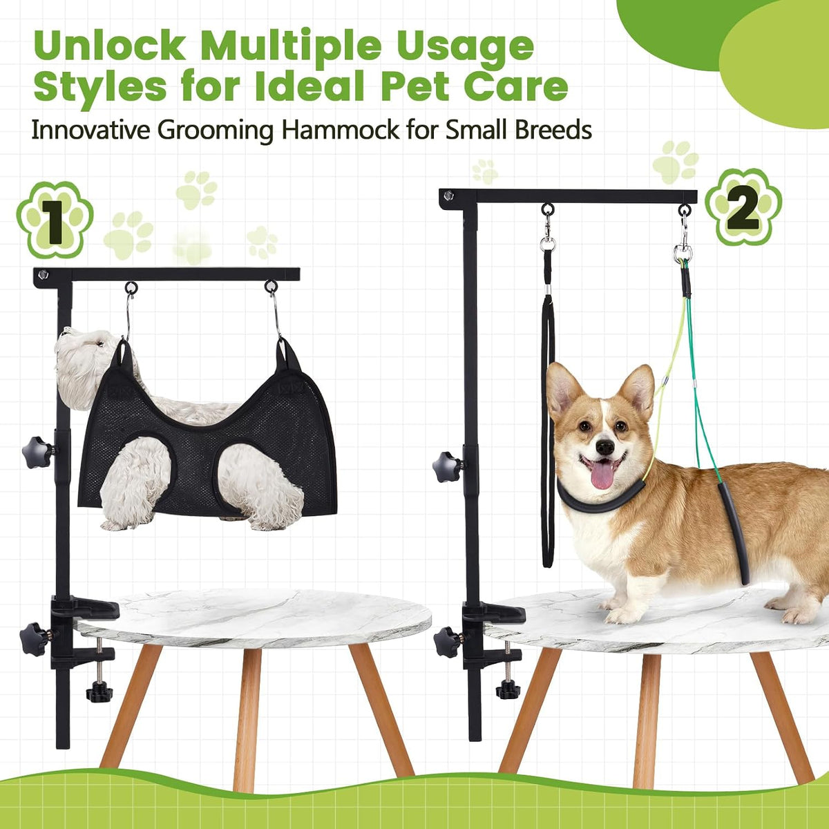 Dog Grooming Table Arm, 35-Inch Adjustable Clamp with Hammock – Essentials for Dogs - image 2