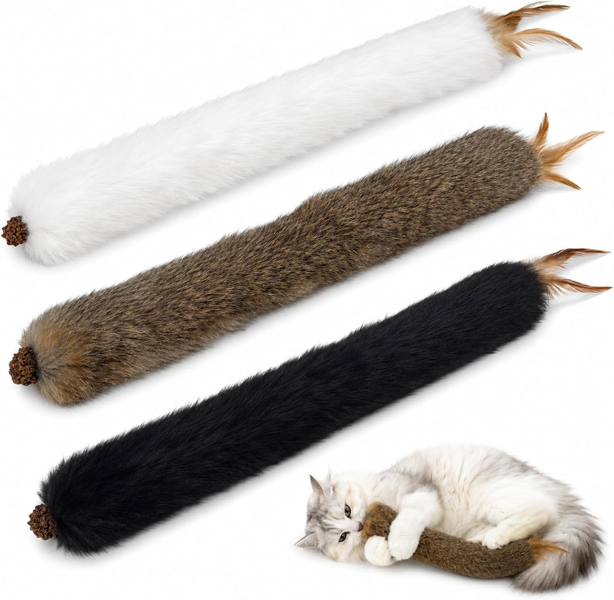Agape Long Rabbit Fur Cat Toys - Long