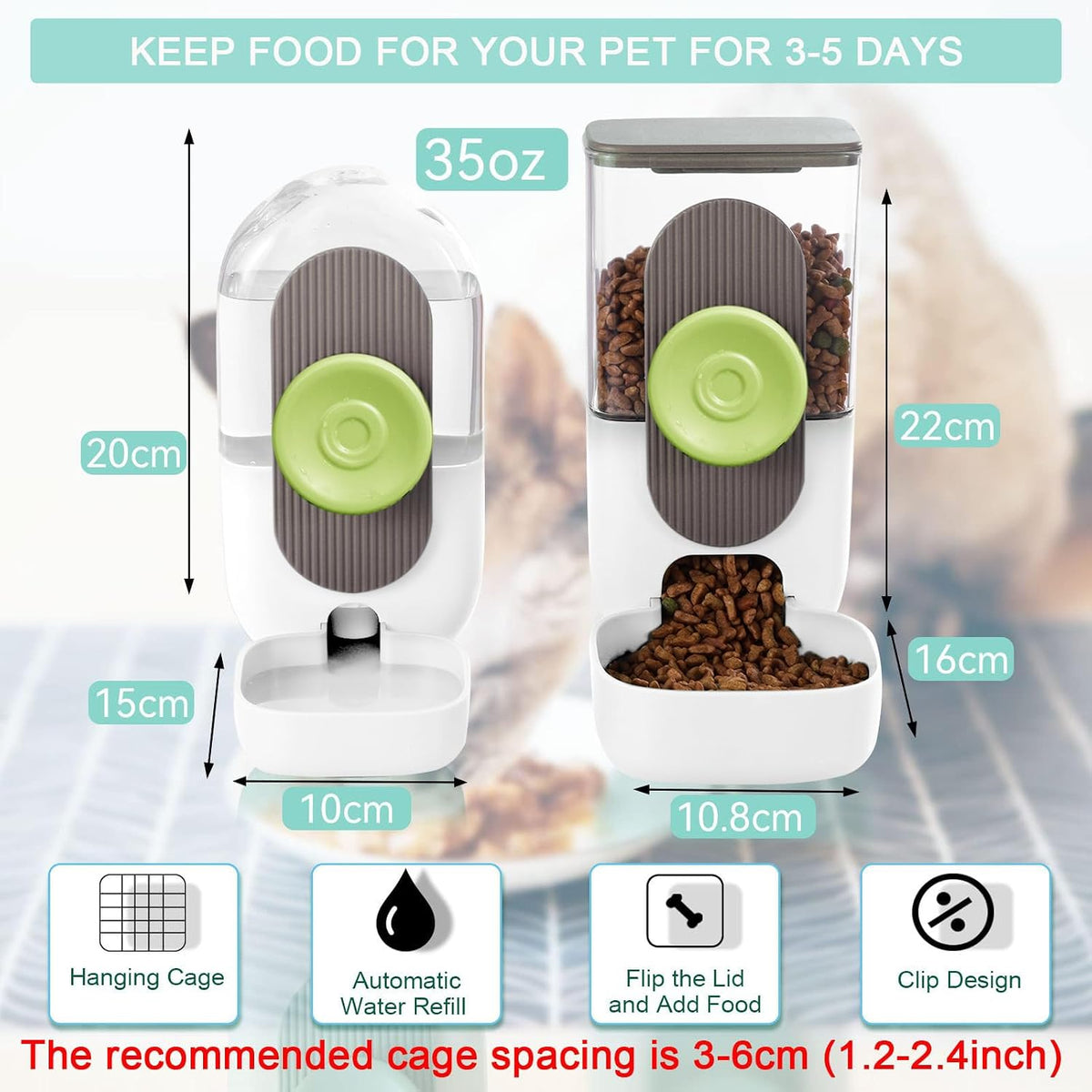 Lemtrflo Rabbit Feeder, Bunny Water Bottle Dispenser - White Brown - image 4