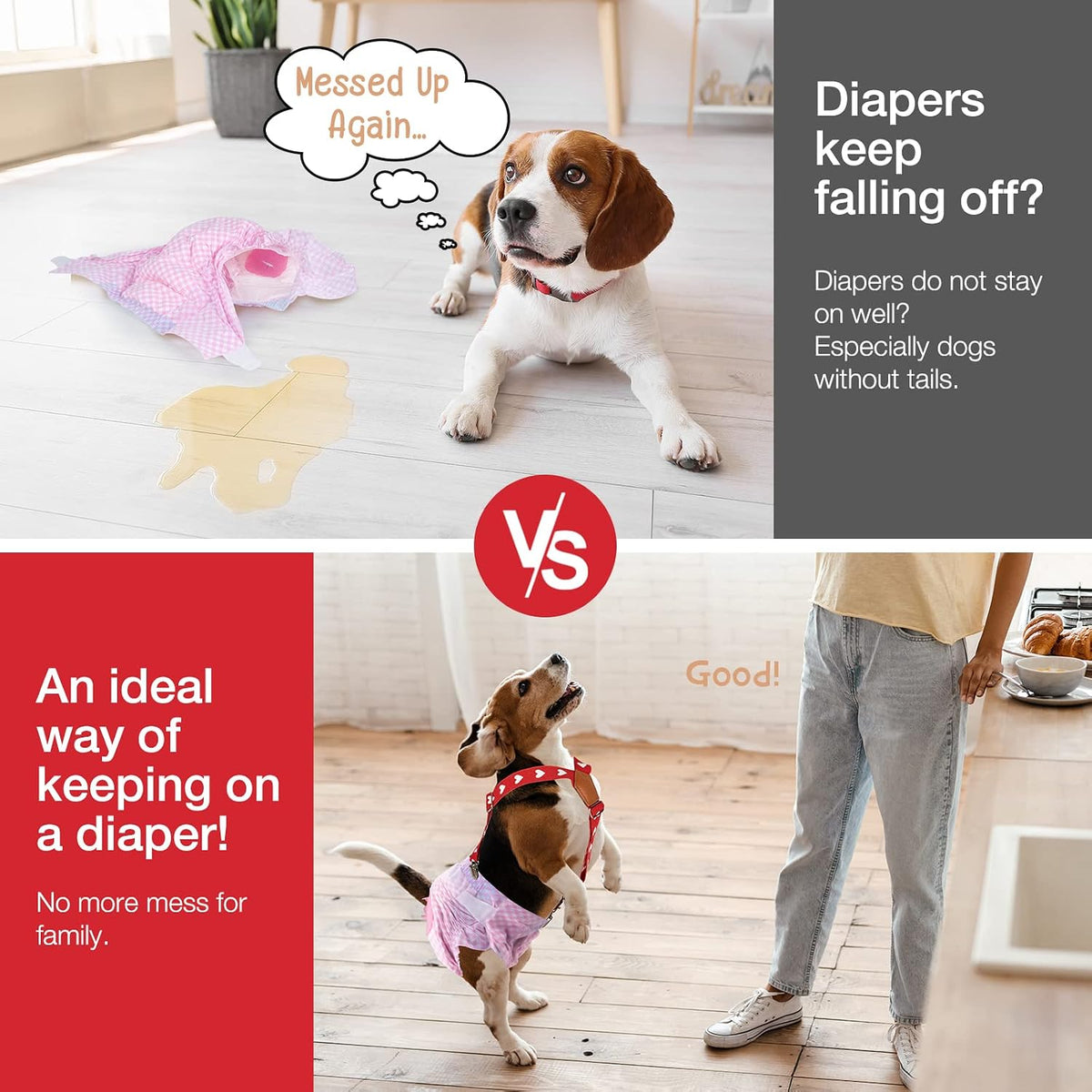 Pet Soft Dog Suspenders 2 Pieces Female Dog Diaper Suspenders - Heart / XS/S - image 3