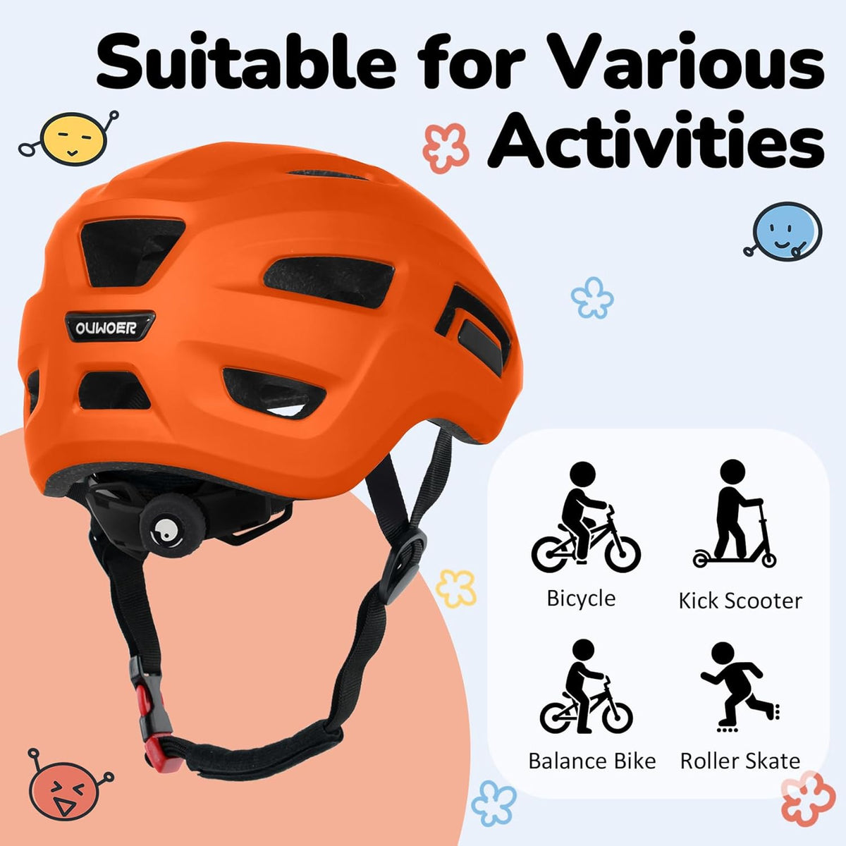 OUWOER toddler and kids bike helmet with vents and adjustable dial - view 10