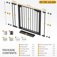 Cumbor 2 Pack 29.7-40.6" Baby Gate for Stairs, Mom's Choice Awards Winner-Dog Gate for Doorways, Pressure Mounted Self Closing Pet Gates for Dogs Indoor, Safety Child Gate with Easy Walk Thru Door