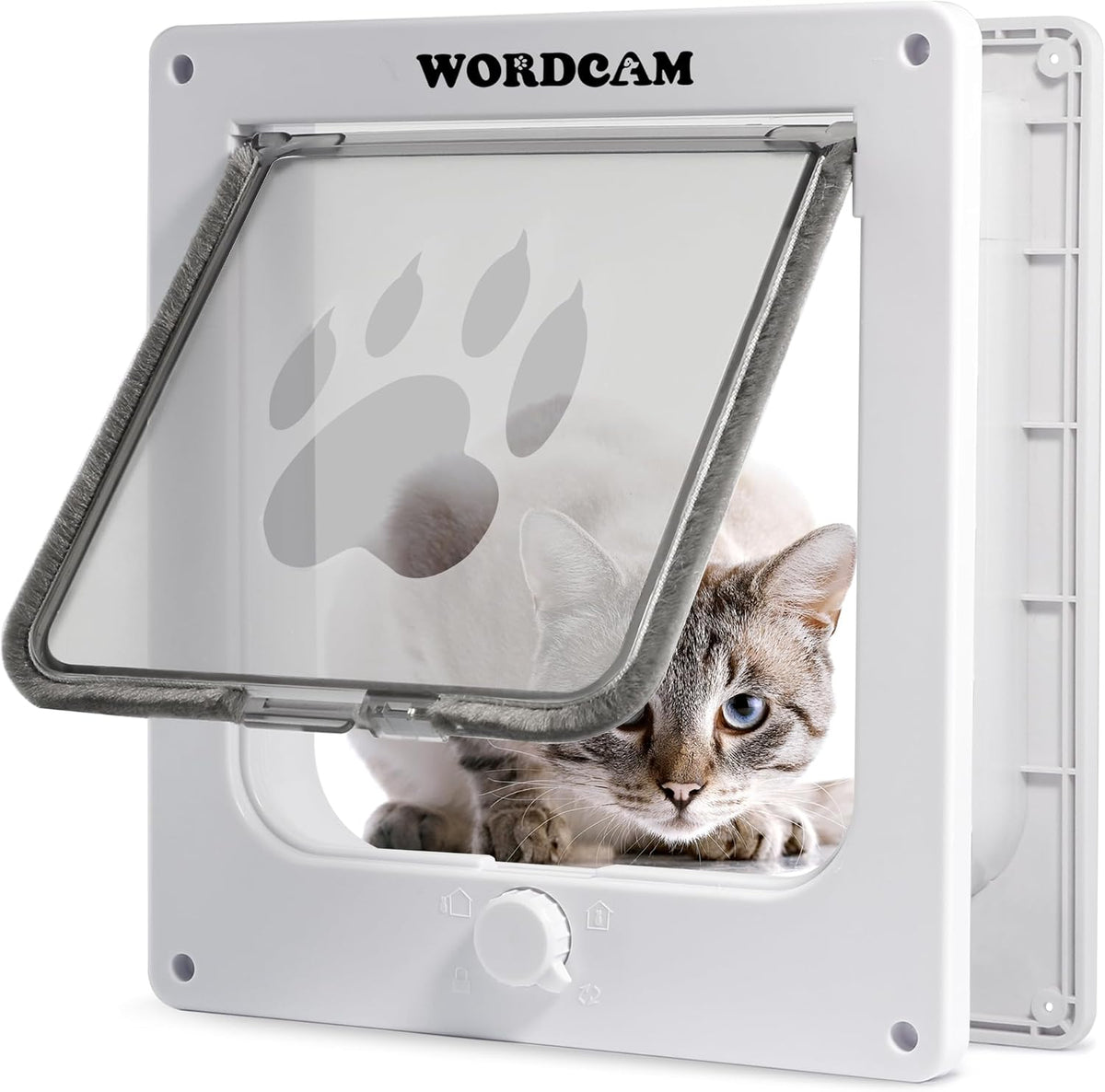 Wordcam X-Large Robust Cat Door for Interior/Exterior - White / Large