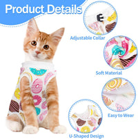 Coppthinktu Cat Recovery Suit Female Cat Onesie After Surgery Anti - Large / Donut - image 2