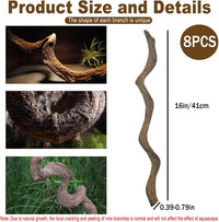 Reptile Decor 3PCS Natural Forest Branch Terrarium Habitat Decoration - XL: 8PCS (16IN) - image 2