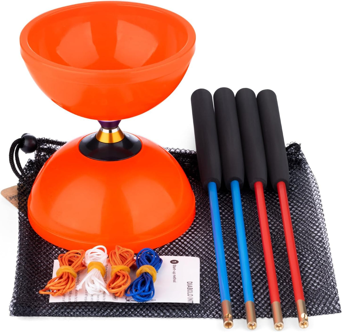 CHEE MONG MD01 triple bearing Chinese yoyo diabolo in blue and white with carbon sticks - view 2