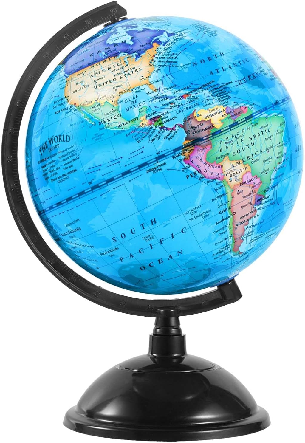 KISEER 8 Inch World Globe with Stand Rotating Earth Spinning Globe - Blue