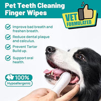 Dog Dental Care Finger Wipes - Teeth Cleaning Finger Wipes for Dog & Cats - Tooth Brushing Kit Dental Wipes for Dog - Reduces Plaque & Freshens Breath (50 PCS, Beef)