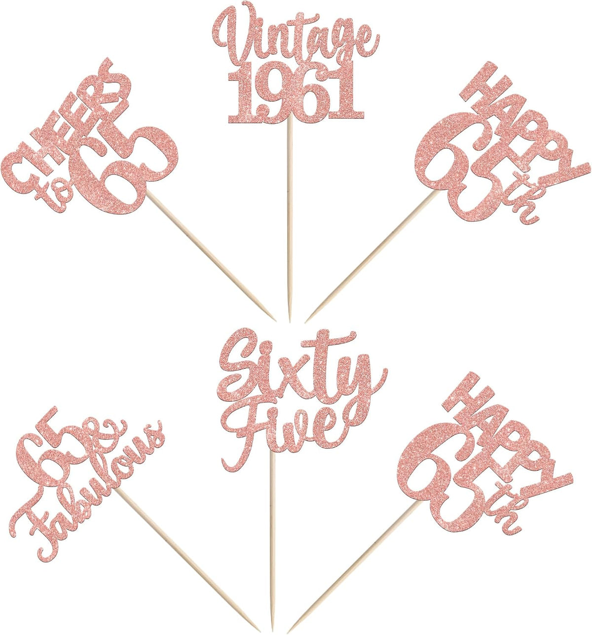 Rose gold glitter vintage 1946 cupcake toppers for an 80th birthday - view 30