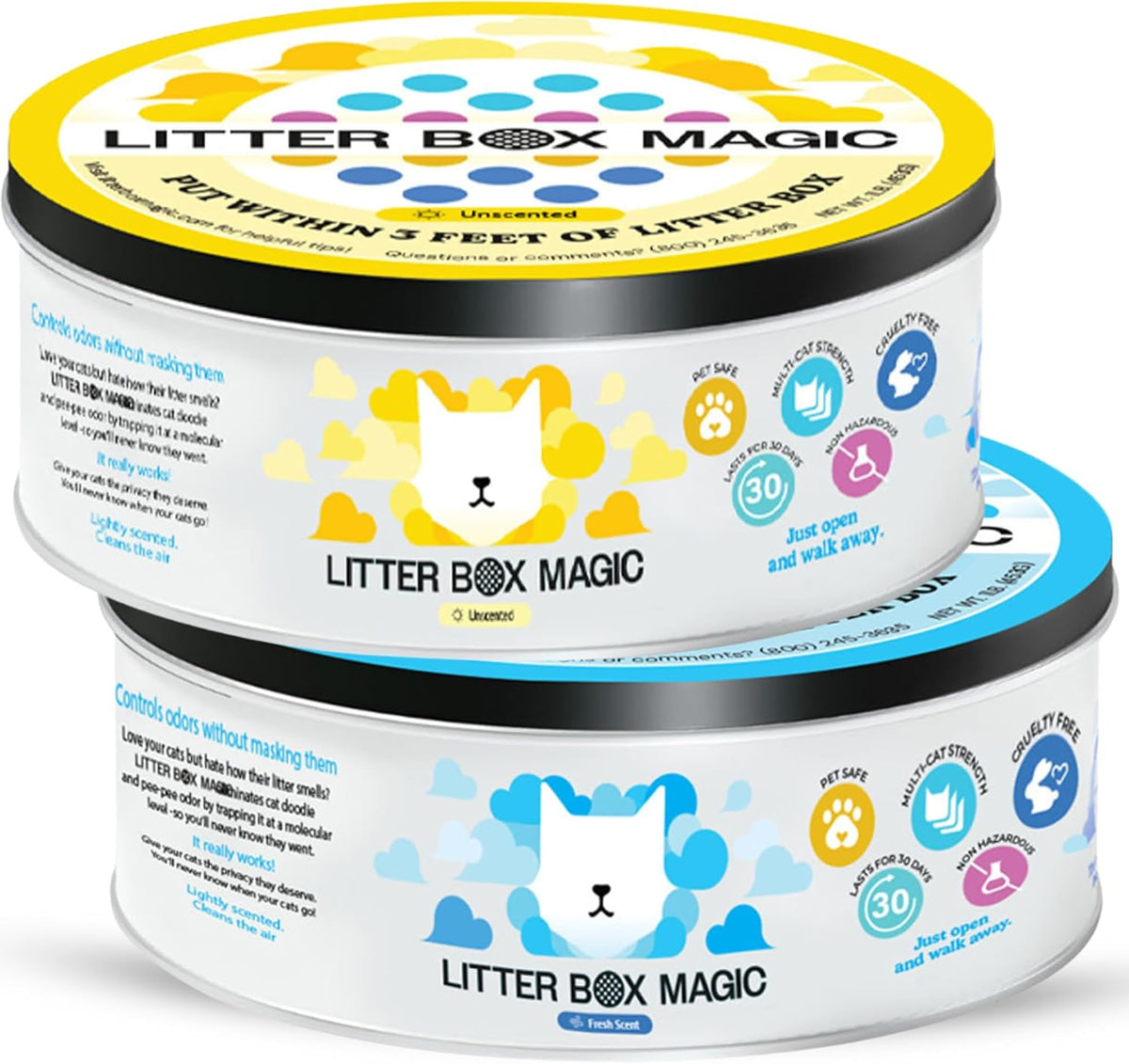 Litter Box Magic Cat Litter Deodorizer Gel, Fresh Scent - Fresh and Unscented / 16 Fl Oz (Pack of 2)