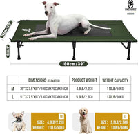 ONETIGRIS Elevated Dog Bed, Outdoor Dog Cod Large Raised Dogs Bed with Chew Proof Mesh, No-Slip Portable Dogs Cot Bed for Indoor & Outdoor Portable (Green, Large)