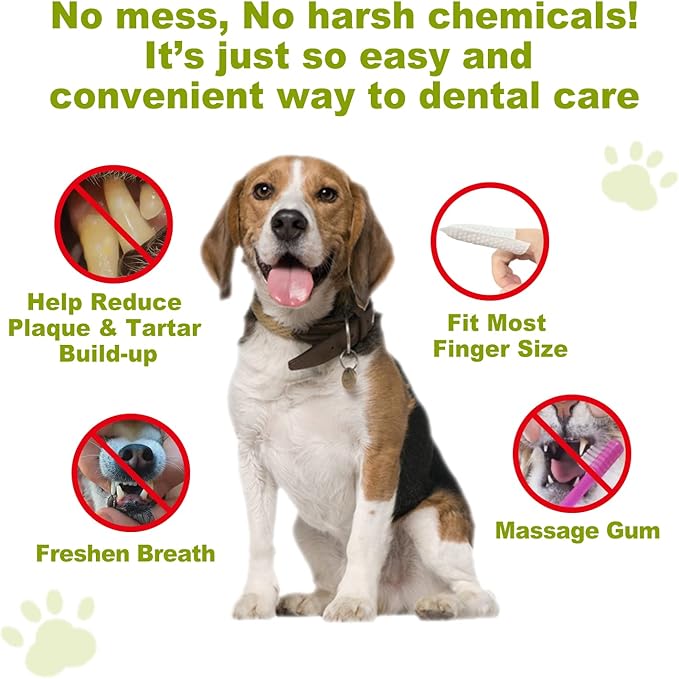 DR.EASY Breath Freshener Dental Finger Wipes 80ct for Dog & Cat, Help Wipe Away Plaque&Tartar, No Added Harsh Chemicals No Brush Formula