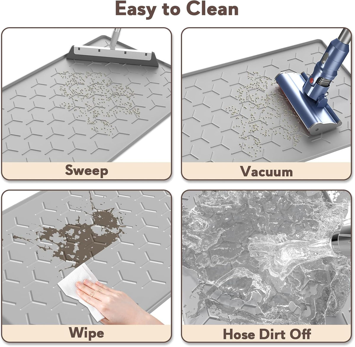 Silicone Cat Litter Mat 34×22 inch, Easy to Clean, Gray – Daily Care for Cats - 24" X 16" / Grey - image 4