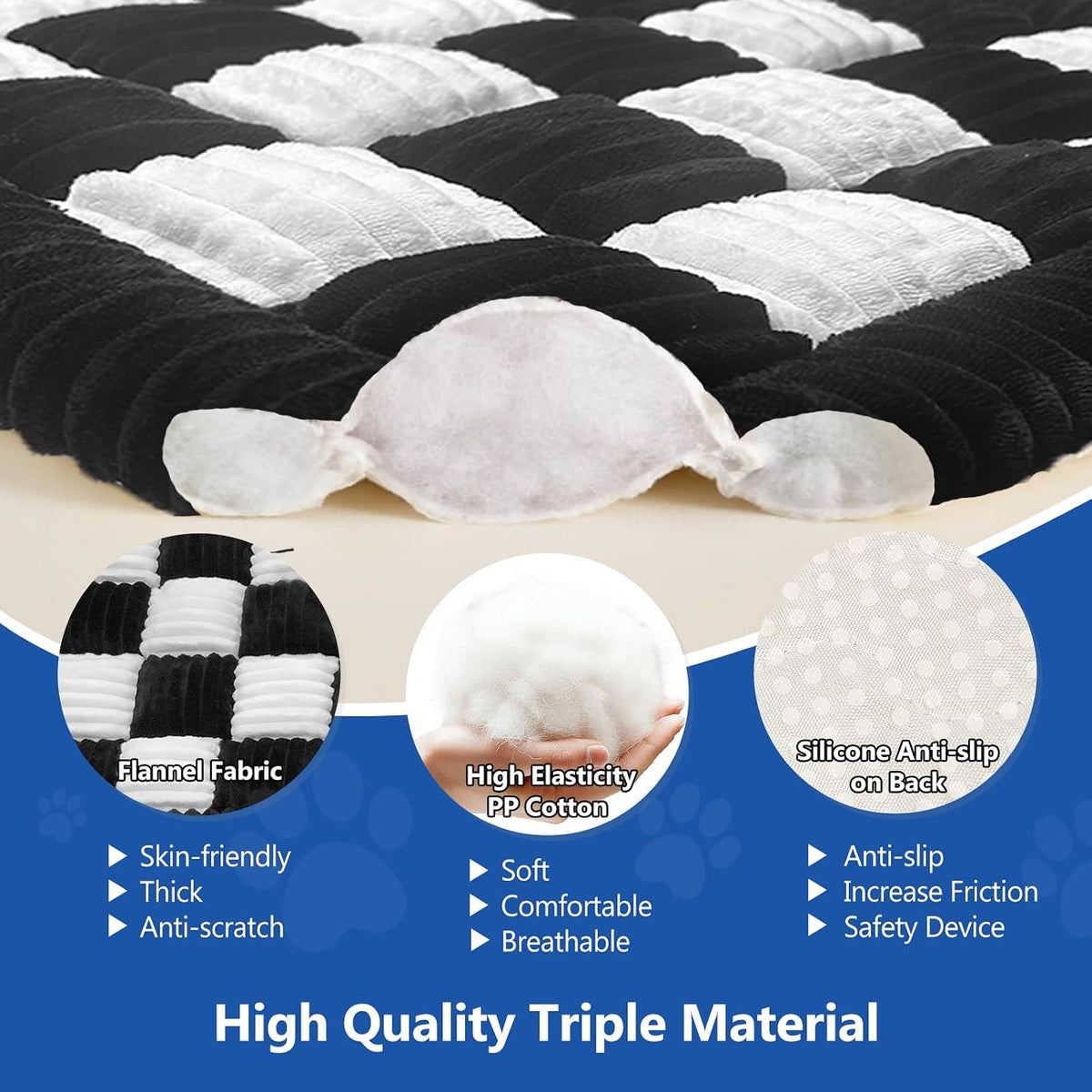 Thickened Dog Bed for Car Back Seat, Upgraded Bottom Non-Slip - Black-White - image 2