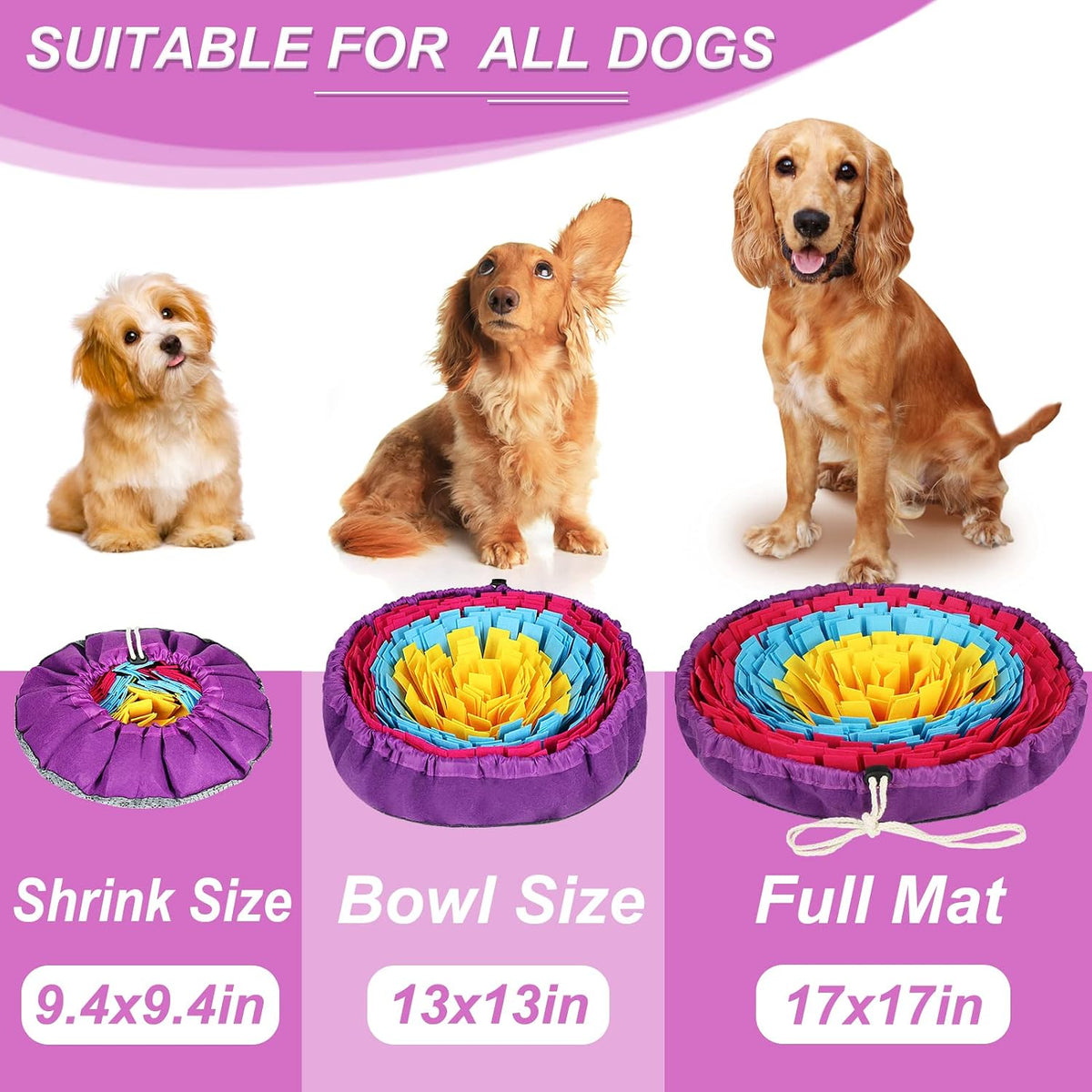 Vivifying Snuffle Mat for Dogs - Yellow&Blue&Purple - image 3
