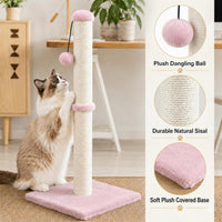 Dimaka Tall Cat Scratching Post Tree Scratcher with Sisal Rope - Pink / 34 inches for Large Cats - image 3
