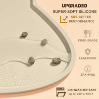 Cat Food Mat, Silicone Non Slip Dog Bowl Mat Waterproof Cat Feeding Mat Stop Food Spills and Water - Beige / 24"L x 14"W - image 3