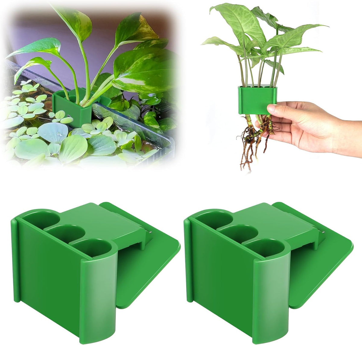 2 Pk Upgraded Aquarium Plant Holder - Green 2