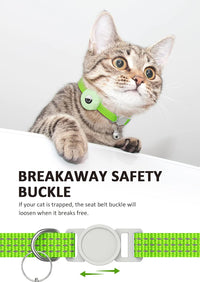 AirTag Cat Collar, Reflective Kitten Collar Breakaway – Essentials for Cats - Luminous green - image 4