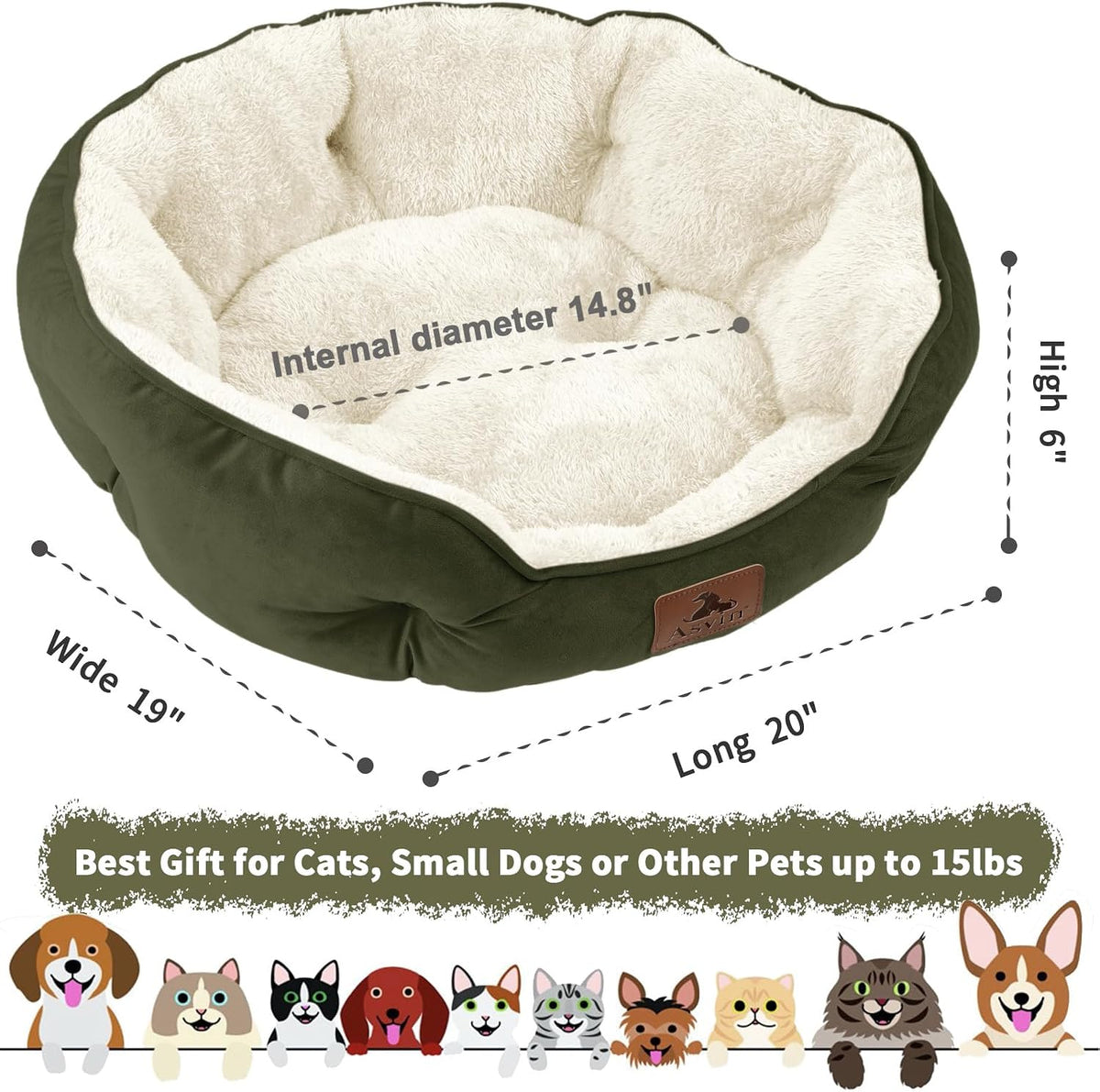 Small Dog Bed for Small Dogs, Cat Beds for Indoor Cats - Small (Pack of 1) / Green - image 3