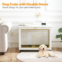 HOOBRO Dog Crate Furniture, 38.6" Large Dog Kennel Indoor - 31.5"L x 21.7"W x 25.4"H / White - image 2
