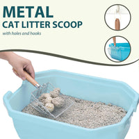 Cat Litter Scoop, Stainless Steel Kitty Metal Scooper with Hook and Hole – Daily Care for Cats - 5.6"Handle - image 2