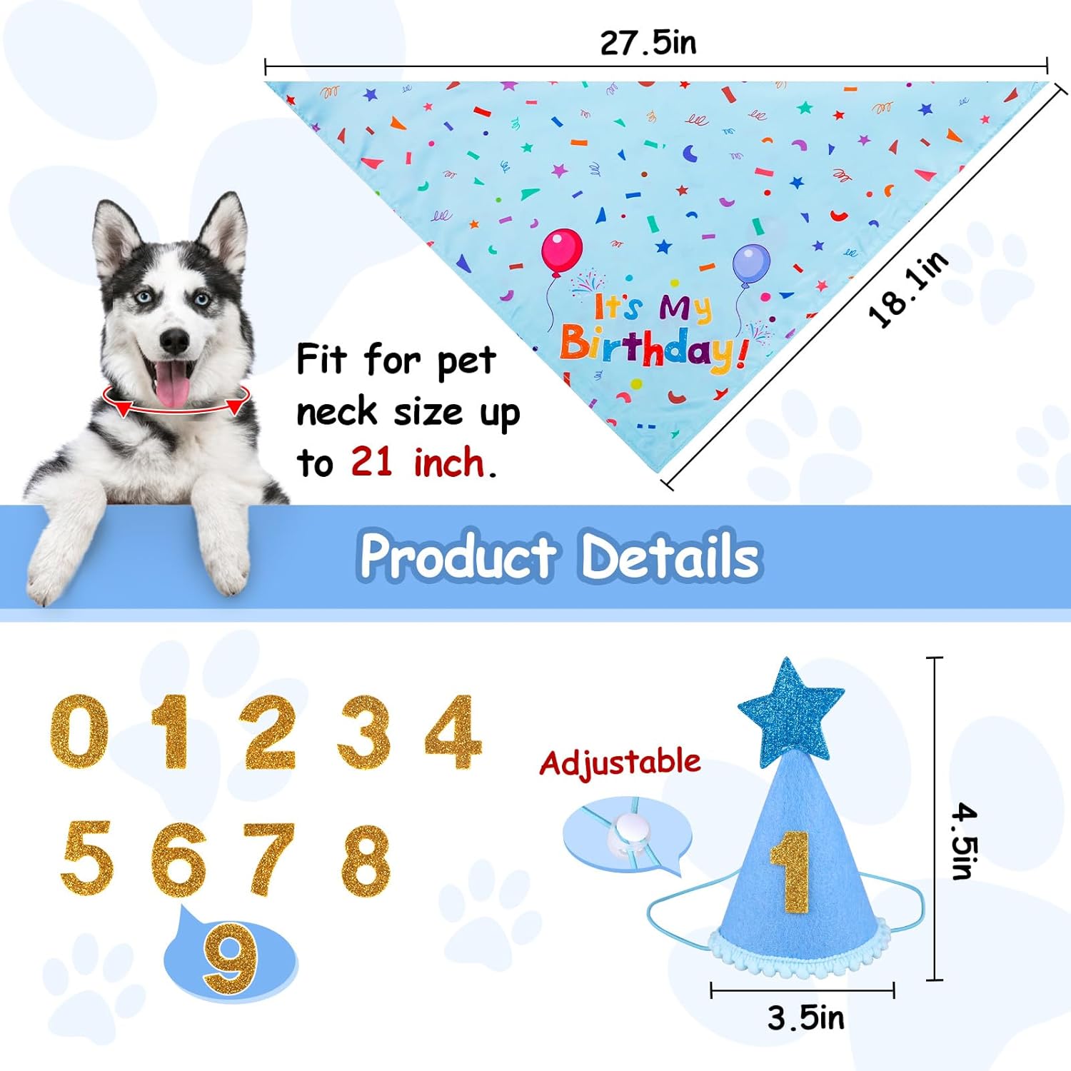 Dog Birthday Party Supplies – Premium Bandana & Hat Set for Dogs - BIG FRENCHIES