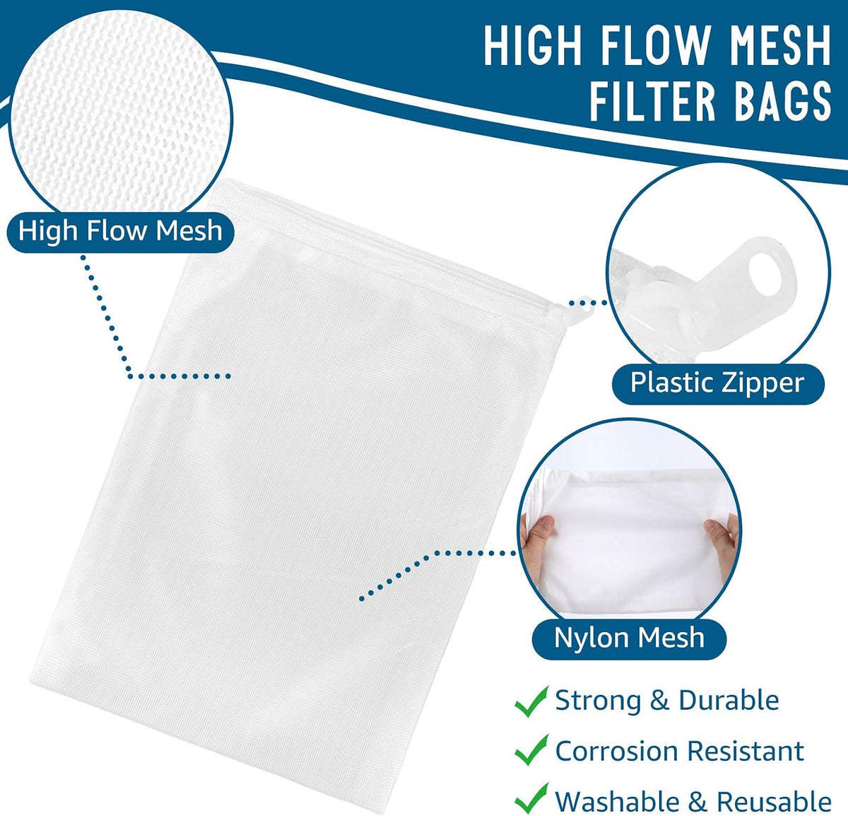 10pc Filter Media Bags for Aquarium - 7.9"x5.5" - 10pack / White - image 3