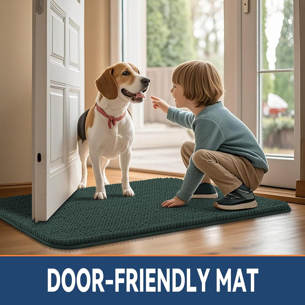 Smiry Dog Door Mat for Muddy Paws 30x20 - 24"X16" / Green - image 4