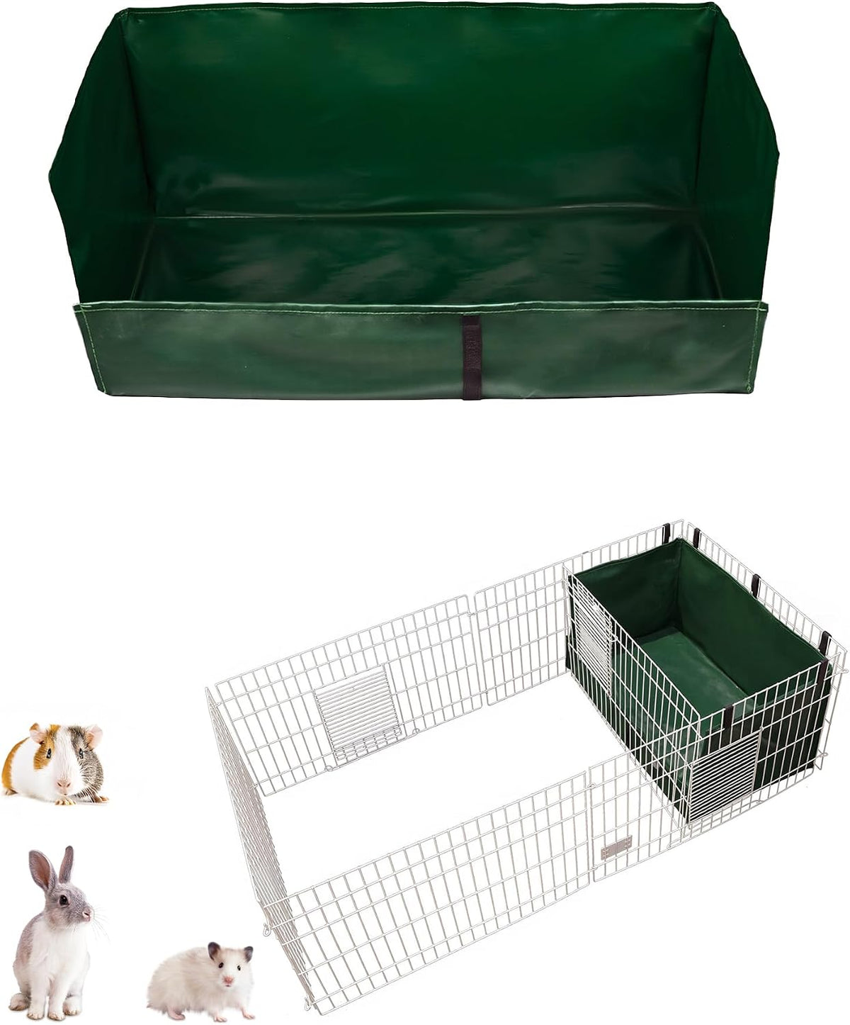 Guinea Pig Litter Box, Hay Holder, Cage Liner - 24"x13"x11.8" / Green