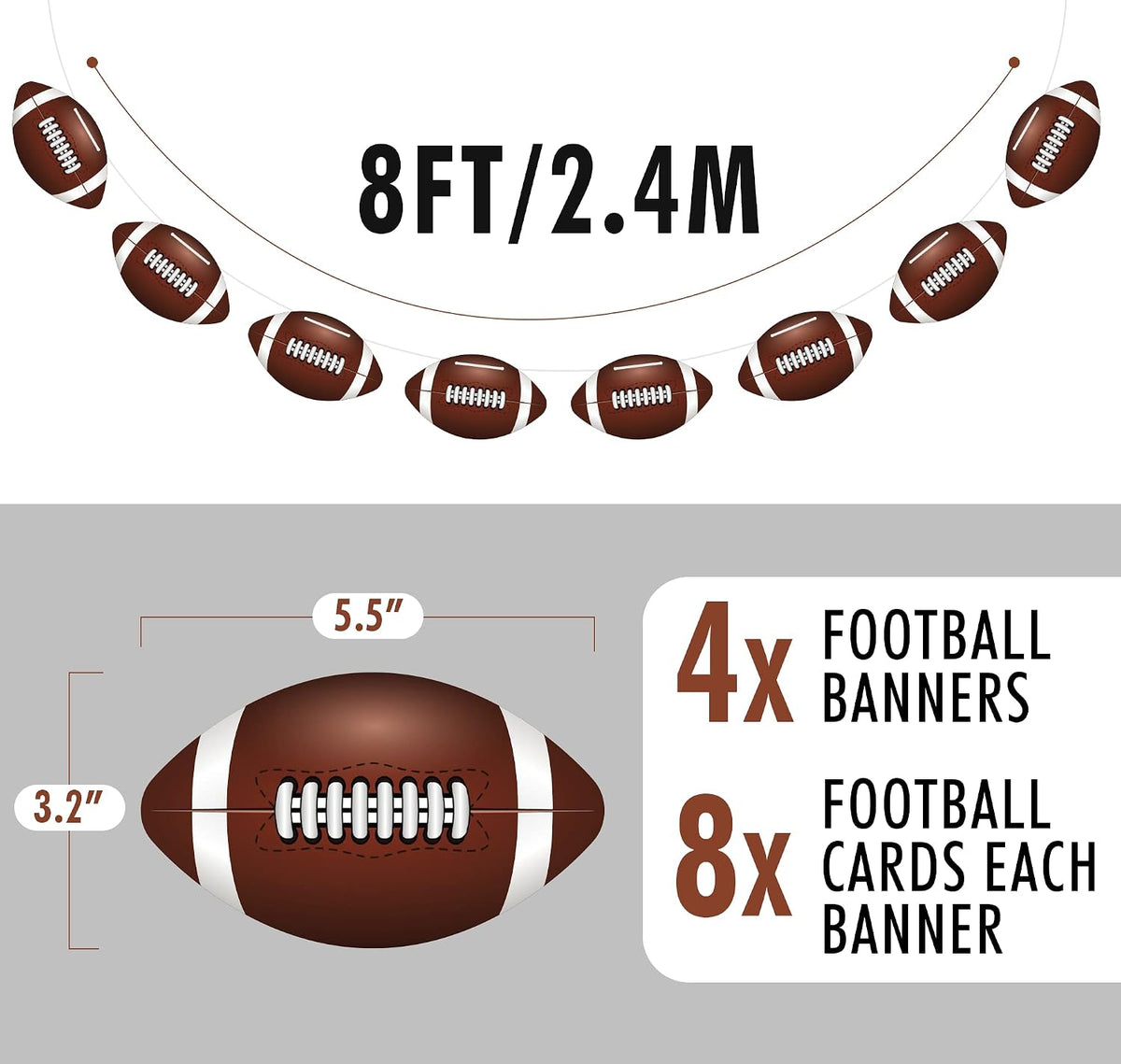 4PC, Football Party Decorations, Football Banner - image 2