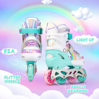 SULIFEEL Rainbow Unicorn Adjustable Kids Inline Skates for Girls Boys – Fun for Kids & Family - A Rainbow / Medium - Big Kid - image 4