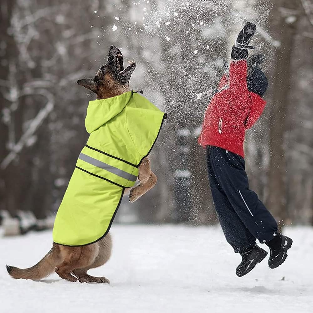 Waterproof Dog Raincoat, Adjustable Pet Rain Coats - Neon Green / X-Large - image 4