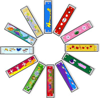 Wholelovein kids harmonicas, 20 colorful double row harmonicas with cartoon animal prints - view 7