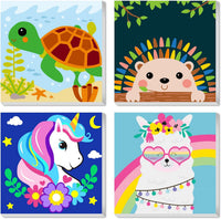CarlonLin framed paint by number for kids, 4 pack of 8x8 inch canvas kits - view 2