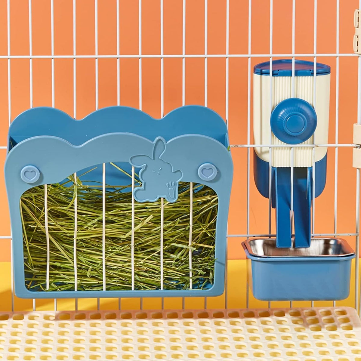 Rabbit Hay Feeder, Hay Rack for Bunny Guinea Pig Chinchilla - Blue