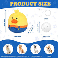 Rechargeable Interactive Moving Dog Toys, Automatic Crazy Jumping Duck for Boredom, Attractive Squeaky Plush Duck Covers A Talking Bouncing Ball with Recording Playback, Puppy Toys to Keep Them Busy
