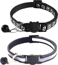 2 Pack Breakaway Cat Collars with Bells - Black