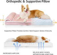 Orthopedic Large Dog Bed Pillow Pet Sofa Bed 36''X24'' Grey – Essentials for Dogs - Pink / 48"L x 30"W x 3.5"Th - image 3