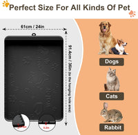 Dog Food Mat 36"x24" - Silicone Dog Mat for Food and Water Large Pet Feeding Mats with Residue - Black / 36"L x 24"W - image 3