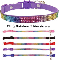 THAIN Basic Adjustable Cat Collar Bling Diamond Breakaway with Bell - Purple - image 2