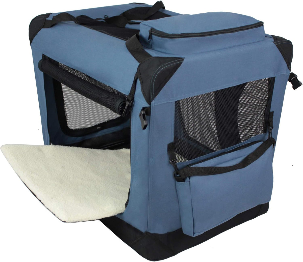 EliteField 3-Door Soft Dog Crate with Bed & Carrying Bag – Essentials for Dogs - Blue Gray / 30.0"L x 21.0"W x 24.0"H - image 3