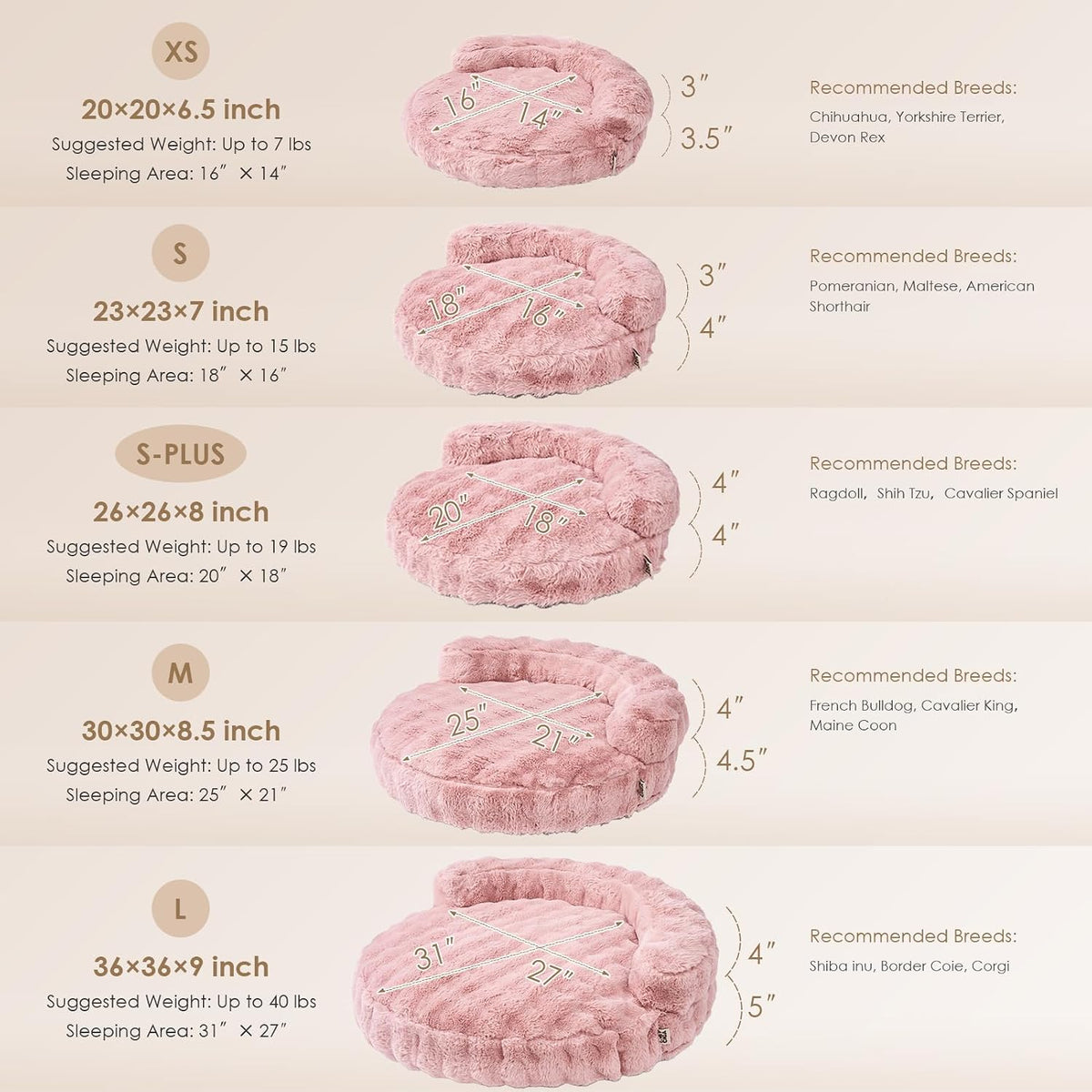 EHEYCIGA Soft Cat Couch Bed for Indoor Cats - 36"L x 36"W x 9"Th / Pink - image 2