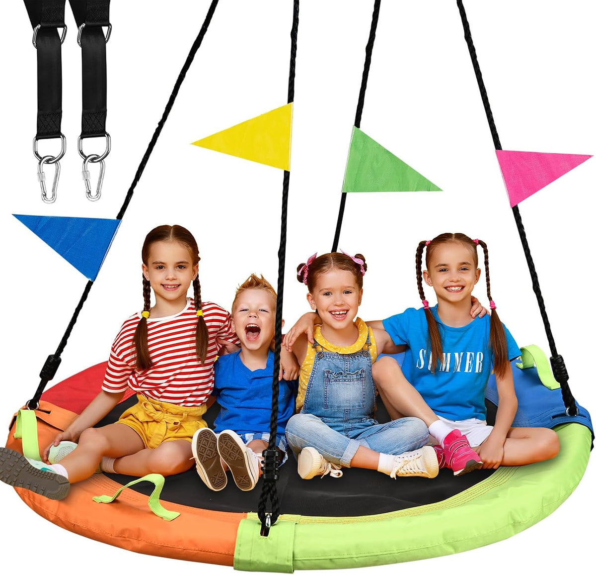 Tree Swing, Saucer Swing, Multicolor - 60 Inch